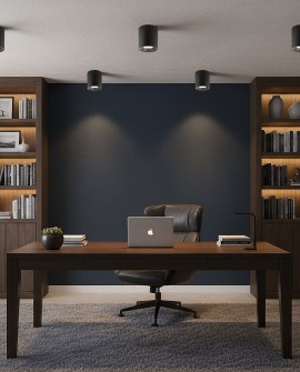 oprawa natynkowa spot tuba czarna na suficie Lampit prezentuje model NURI W1 w aranżacji gabinetu