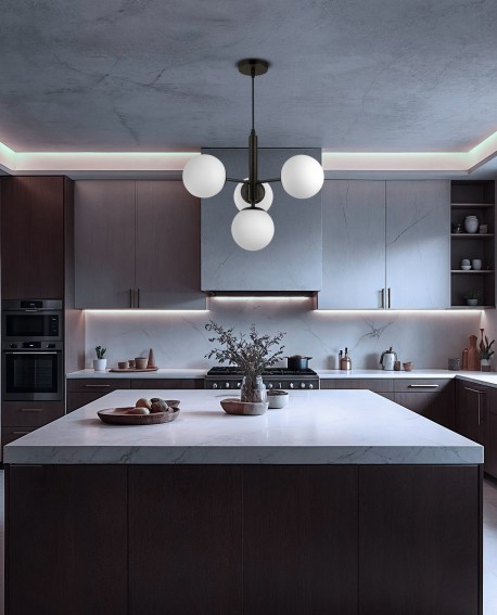 lampa wisząca do kuchni nad wyspę z kulistymi kloszami Lampit praktyczne i dekoracyjne oświetlenie