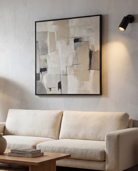 kinkiet do salonu nad sofę Lampit tworzy nastrojowe oświetlenie i podkreśla dekoracje na ścianie