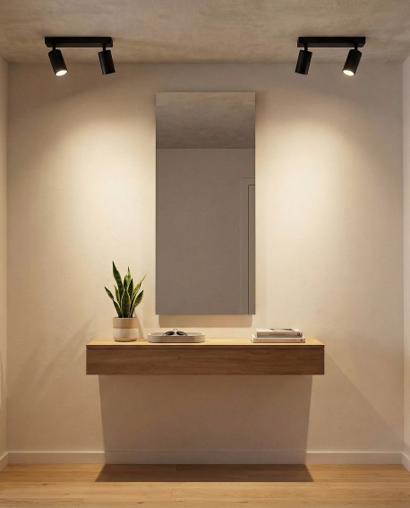 Lampa sufitowa typu spot Lampit do oświetlenia ściany i dekoracji, daje klimatyczne światło w korytarzu