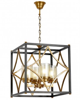 LAMPA WISZĄCA LOFT CZARNO-MOSIĘŻNA QUADRATO