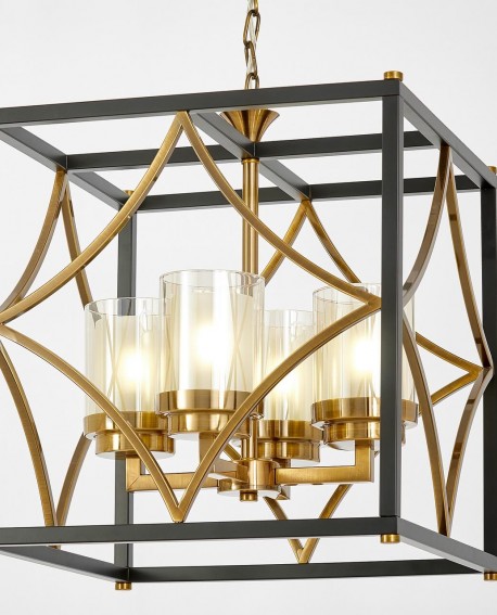 LAMPA WISZĄCA LOFT CZARNO-MOSIĘŻNA QUADRATO