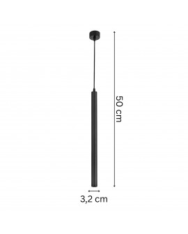 Lampa wisząca Slim W1 Lampit czarna o długości 50 cm i średnicy 3,2 cm, minimalistyczny design do nowoczesnych wnętrz