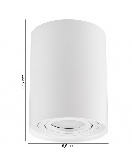 oprawa natynkowa spot Tuba biała Cone W1 od Lampit z cylindrycznym kształtem, wysokość 12,5 cm, średnica 9,6 cm