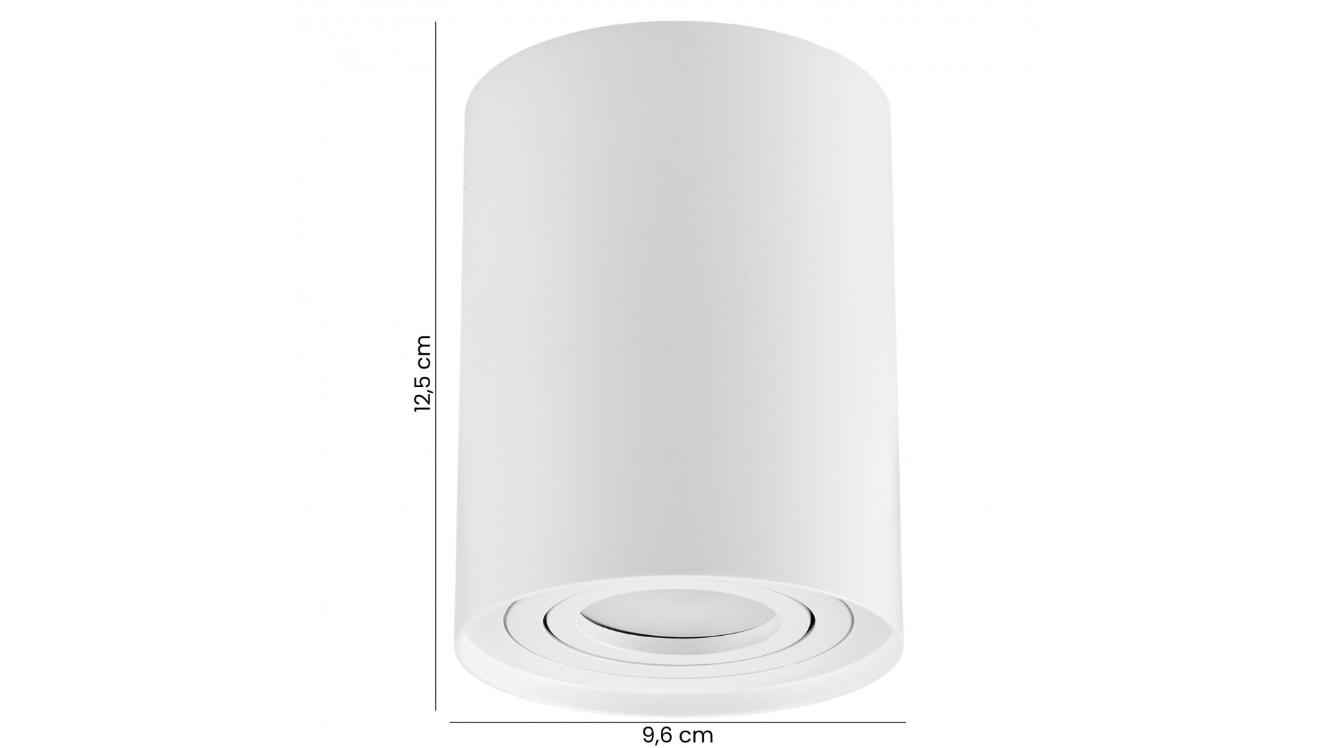 oprawa natynkowa spot Tuba biała Cone W1 od Lampit z cylindrycznym kształtem, wysokość 12,5 cm, średnica 9,6 cm