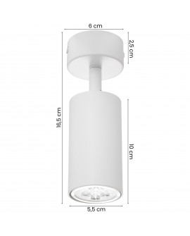 kinkiet biały Neo W1 od Lampit z cylindrycznym kloszem, wysokość 16,5 cm, średnica 5,5 cm, wbudowane oświetlenie LED