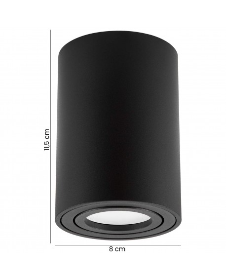 oprawa natynkowa spot Tuba czarna Lampit o wymiarach 8 cm x 11,5 cm idealna do nowoczesnych wnętrz