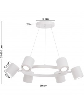 wisząca lampa z regulacją wysokości 25-150 cm okrągły stelaż 6 kloszy od producent Lampit model Bolt W6