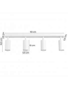biała lampa sufitowa spot LED cztery regulowane reflektory na listwie 59 cm szerokość 16 5 cm wysokość marka lampit Neo W4