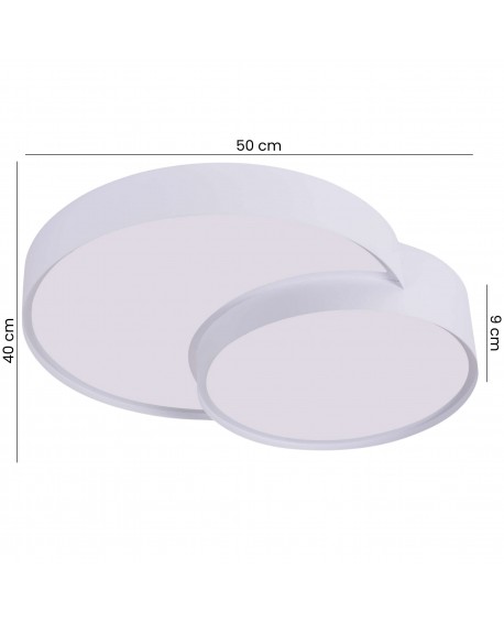 biały plafon sufitowy LED z podwójnym okrągłym kloszem szerokość 50 cm wysokość 9 cm marka lampit Orbo Duo D48