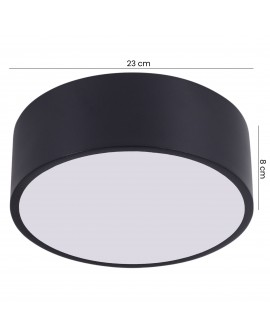 czarny plafon sufitowy LED o średnicy 23 cm i wysokości 8 cm okrągła forma do wnętrz marka lampit model Orbo D23