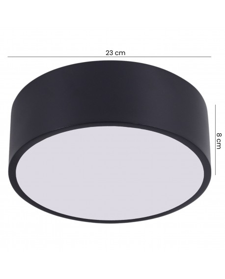 czarny plafon sufitowy LED o średnicy 23 cm i wysokości 8 cm okrągła forma do wnętrz marka lampit model Orbo D23