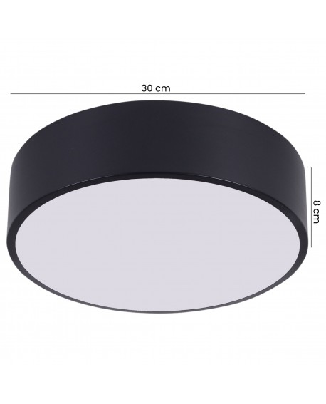 czarny plafon sufitowy okrągły o średnicy 30 cm wysokość 8 cm nowoczesna lampa do wnętrz producent lampit orbo d30
