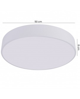 biały plafon sufitowy okrągły o średnicy 50 cm i wysokości 8 cm z gładkim kloszem producent lampit model orbo d50
