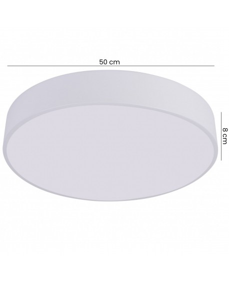 biały plafon sufitowy okrągły o średnicy 50 cm i wysokości 8 cm z gładkim kloszem producent lampit model orbo d50