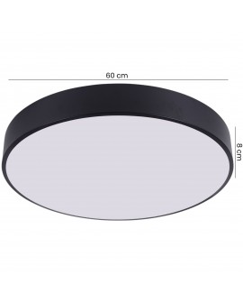czarny plafon sufitowy okrągły o średnicy 60 cm i wysokości 8 cm z gładkim kloszem producent lampit model orbo d60