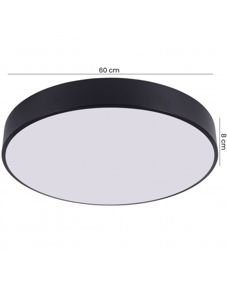 czarny plafon sufitowy okrągły o średnicy 60 cm i wysokości 8 cm z gładkim kloszem producent lampit model orbo d60