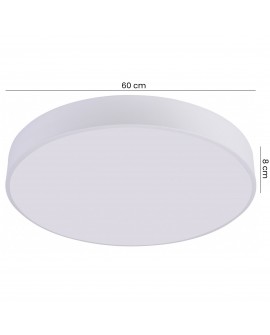 biały plafon sufitowy okrągły o średnicy 60 cm i wysokości 8 cm z gładkim kloszem producent lampit model orbo d60