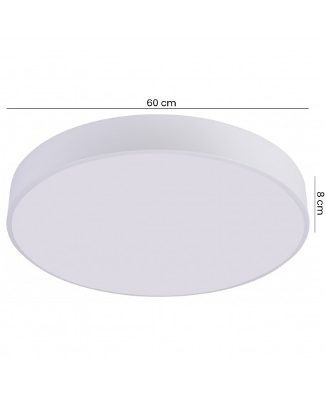 biały plafon sufitowy okrągły o średnicy 60 cm i wysokości 8 cm z gładkim kloszem producent lampit model orbo d60