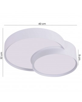 biały plafon sufitowy nowoczesny z dwoma okrągłymi panelami średnica 40 cm wysokość 9 cm lampa Lampit do wnętrz ORBO DUO D40