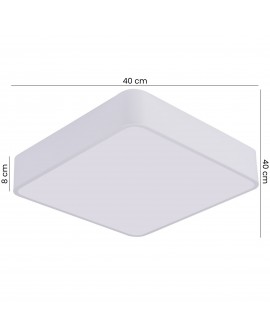 biały plafon sufitowy widok od dołu kwadratowa forma z zaokrąglonymi rogami wymiar 40 cm wysokość 8 cm lampa Lampit CUBO D40