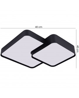 minimalistyczny plafon sufitowy czarny duo z dwoma kwadratami 40 cm płaska konstrukcja do wnętrz producent lampit wariant cubo d