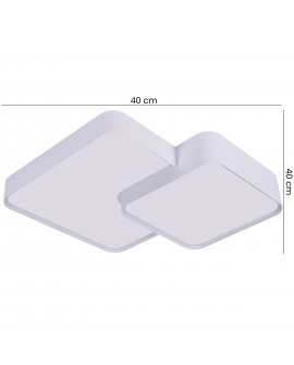 minimalistyczny plafon sufitowy biały duo z płaskimi kwadratami 40 cm do wnętrz nowoczesnych lampit wariant cubo duo d40