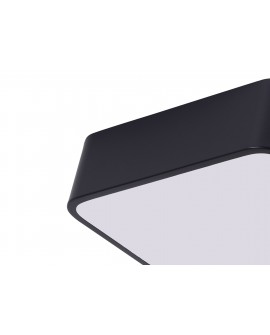 detal boczny czarnego plafonu sufitowego prosty profil obudowy i cienka krawędź nowoczesna lampa Lampit model CUBO D50