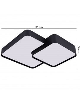minimalistyczny plafon sufitowy czarny duo z płaskimi kwadratami 50 cm do wnętrz nowoczesnych i loftowych lampit wariant cubo du