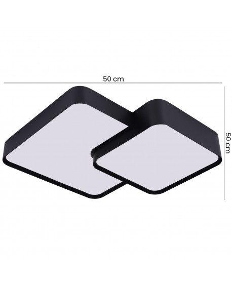 minimalistyczny plafon sufitowy czarny duo z płaskimi kwadratami 50 cm do wnętrz nowoczesnych i loftowych lampit wariant cubo du