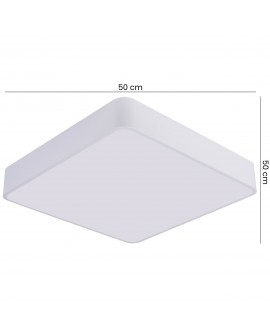 biały plafon sufitowy widok od dołu kwadratowa forma z zaokrąglonymi rogami szerokość 50 cm głębokość 50 cm od Lampit CUBO D50