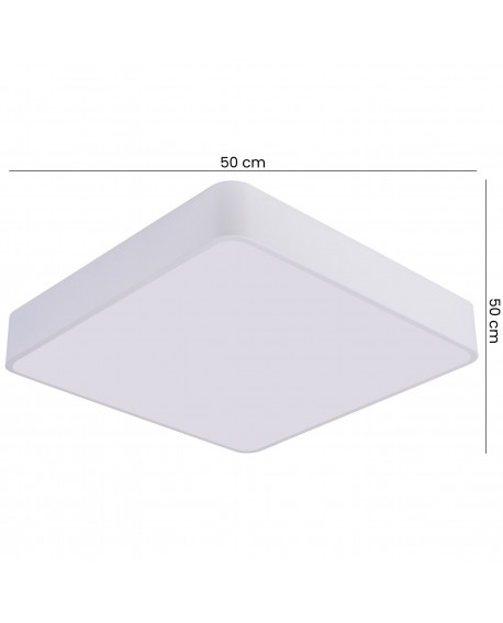 biały plafon sufitowy widok od dołu kwadratowa forma z zaokrąglonymi rogami szerokość 50 cm głębokość 50 cm od Lampit CUBO D50