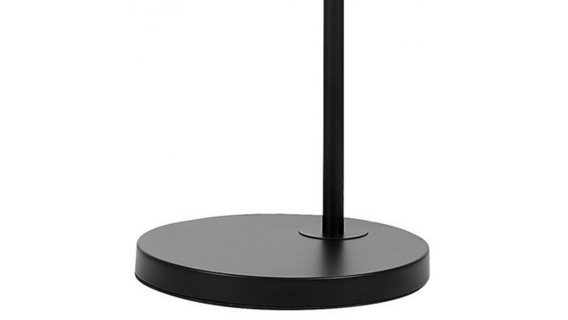 detal podstawy czarnej lampy podłogowej okrągła stabilna stopa i pionowy trzon metalowa lampa Lampit model NEVO C1