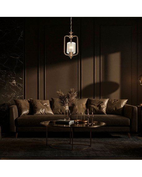 lampa wisząca loft mosiężna ATLANTA W1 od LuminaDeco – eleganckie połączenie stylu industrialnego i klasycznej formy z cylindryc