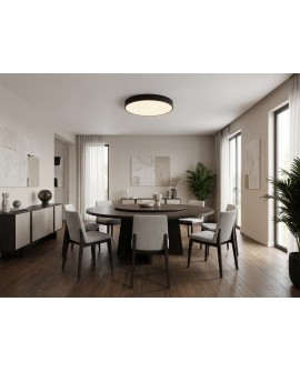 minimalistyczny plafon czarny w jadalni nad dużym stołem designerska lampa sufitowa ORBO D60 do wnętrz od Lampit