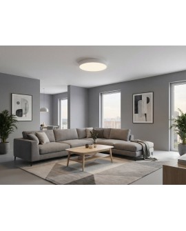 biały plafon sufitowy okrągły z gładkim kloszem do nowoczesnych wnętrz producent lampit model orbo d60