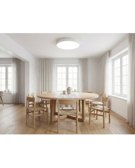 biały plafon sufitowy okrągły z gładkim kloszem do nowoczesnych wnętrz producent lampit model orbo d60