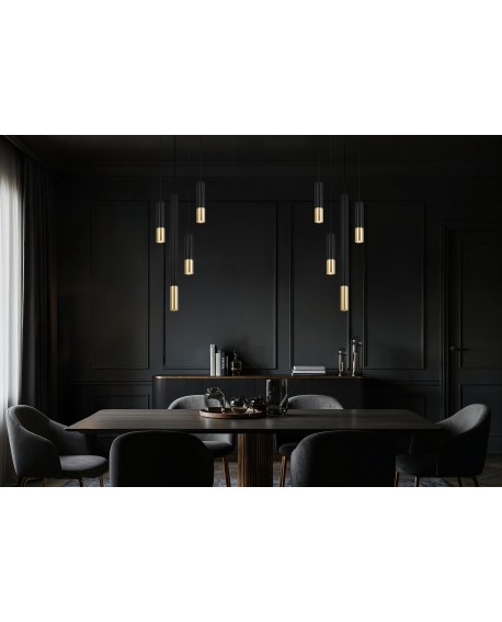 NOWOCZESNA LAMPA WISZĄCA CZARNO-ZŁOTA TUBA LINEO W1