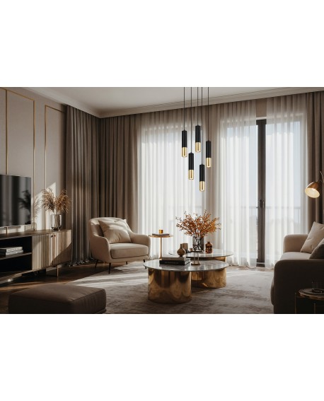 NOWOCZESNA LAMPA WISZĄCA CZARNO-ZŁOTA TUBA LINEO W1