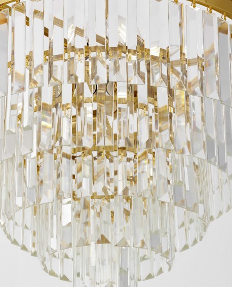 NOWOCZESNY ŻYRANDOL KRYSZTAŁOWY MOSIĘŻNY CAPRIA D50