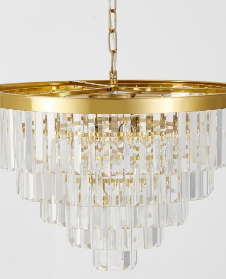 NOWOCZESNY ŻYRANDOL KRYSZTAŁOWY MOSIĘŻNY CAPRIA D50