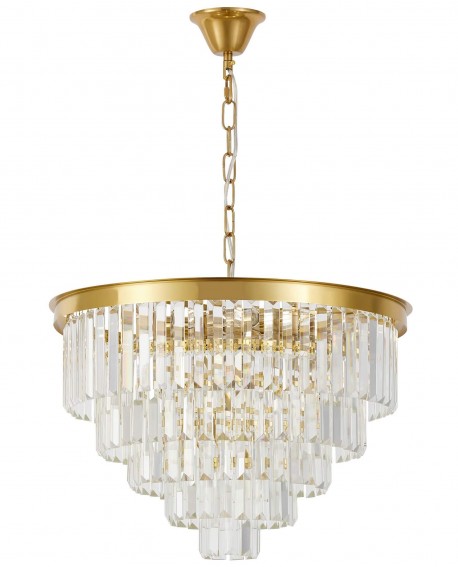 NOWOCZESNY ŻYRANDOL KRYSZTAŁOWY MOSIĘŻNY CAPRIA D50