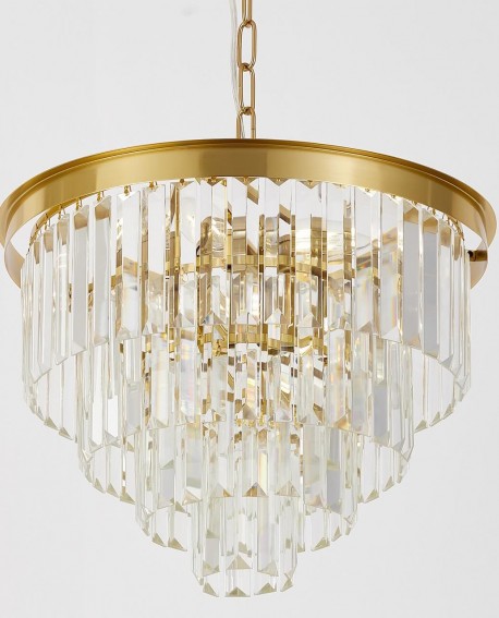 NOWOCZESNY ŻYRANDOL KRYSZTAŁOWY MOSIĘŻNY CAPRIA D40