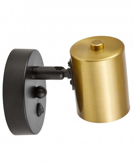 LAMPA ŚCIENNA KINKIET NOWOCZESNY CZARNO-MOSIĘŻNY DORA W1