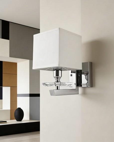 LAMPA ŚCIENNA KINKIET Z BIAŁYMI ABAŻURAMI FIANELO W1