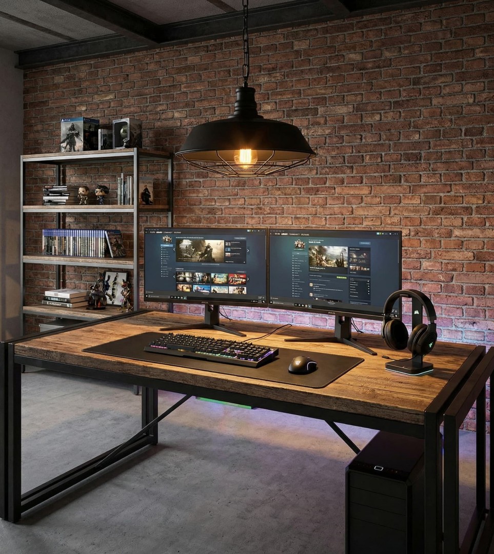 Czarna matowa lampa wisząca z widoczną żarówką w stylu loft do biura