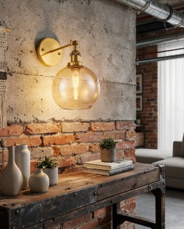 LAMPA ŚCIENNA KINKIET LOFT MOSIĘŻNO-BURSZTYNOWA NAVARRO