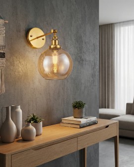 LAMPA ŚCIENNA KINKIET LOFT MOSIĘŻNO-BURSZTYNOWA NAVARRO