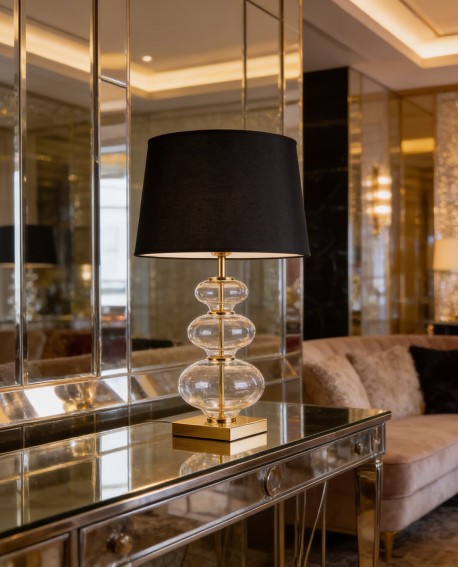 LAMPA NOCNA CZARNO-ZŁOTA BRISTON