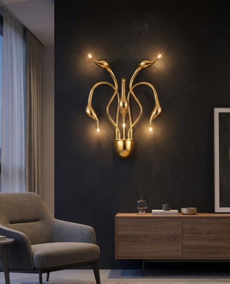 LAMPA ŚCIENNA KINKIET NOWOCZESNY ZŁOTY MAGICA W5